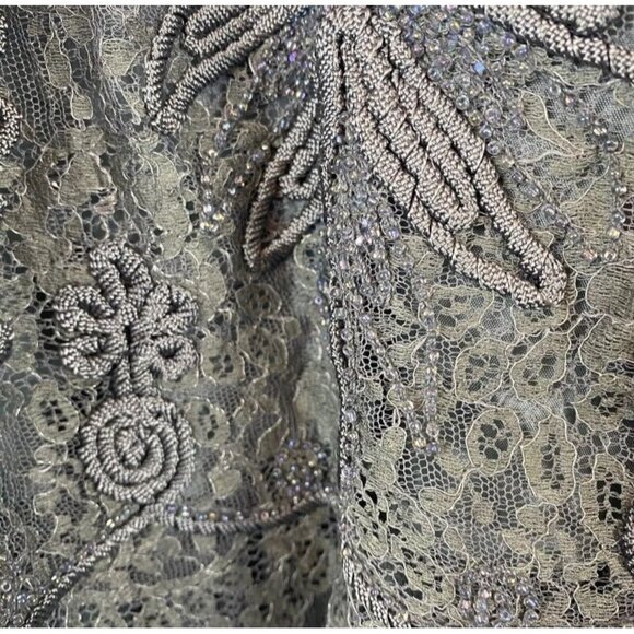 Carmen Marc Valvo Woman 6 Blue Sparkly Fairy Prom Embroidered Lace Beaded Skirt - Picture 10 of 16